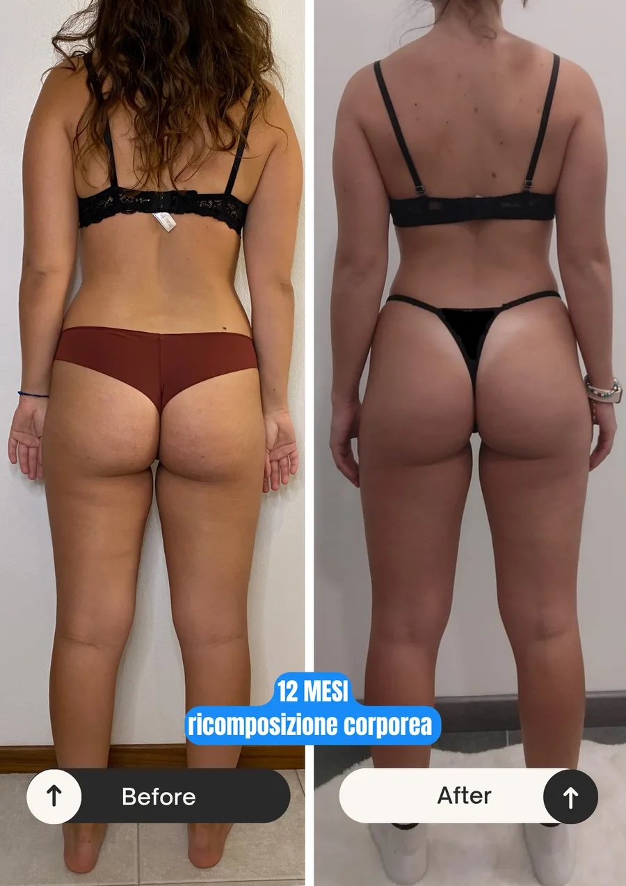 Prima e dopo: 12 mesi di ricomposizione corporea (donna)